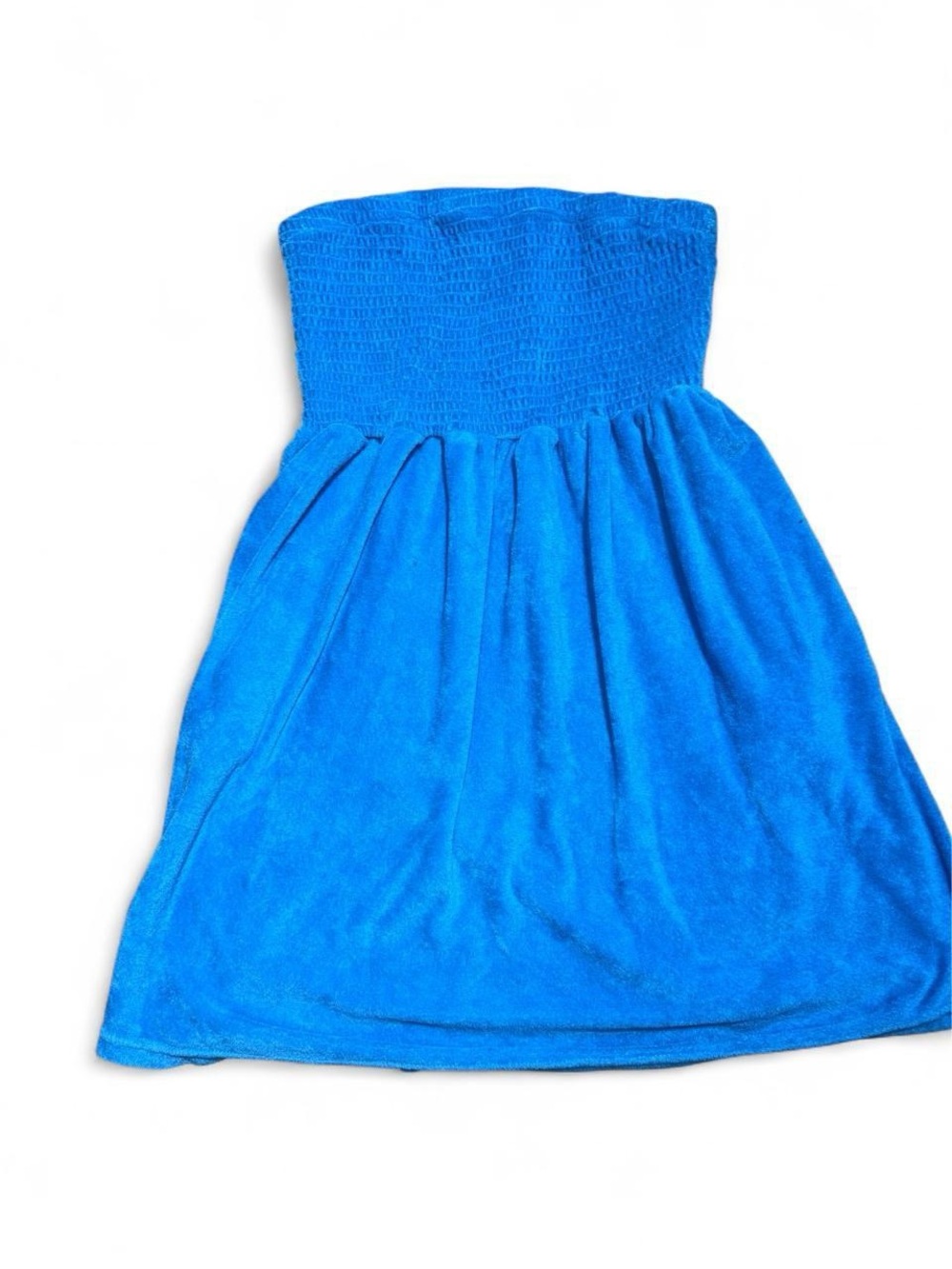 YoniQue Blue Terry Cloth Strapless Cover Up Dress Size M